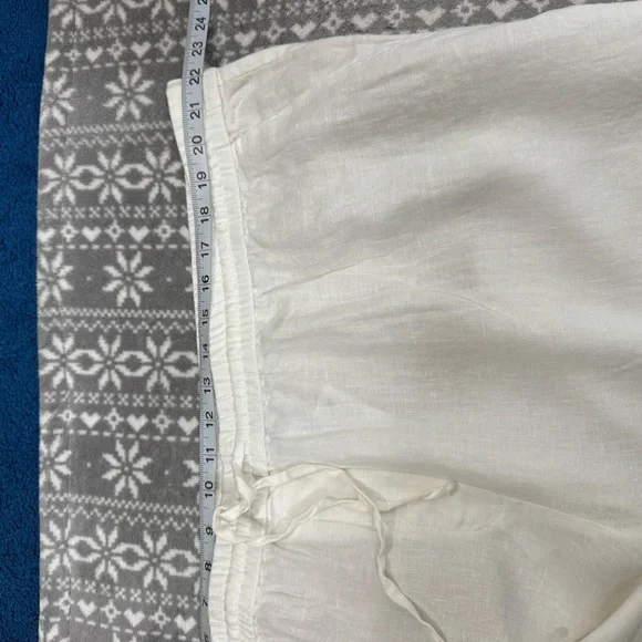 NWT Talbots White 100% Linen Pants Easy‎ Drawstring Waist With Pockets Size 22W